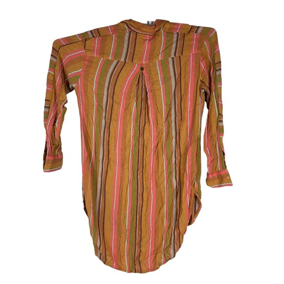 PrAna Women's Striped Long Sleeve Button-Down Tunic Shirt Size L - Picture 3 of 5